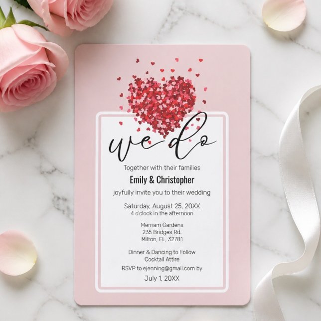 Convite de Casamento Simple We Do - Hearts (Criador carregado)