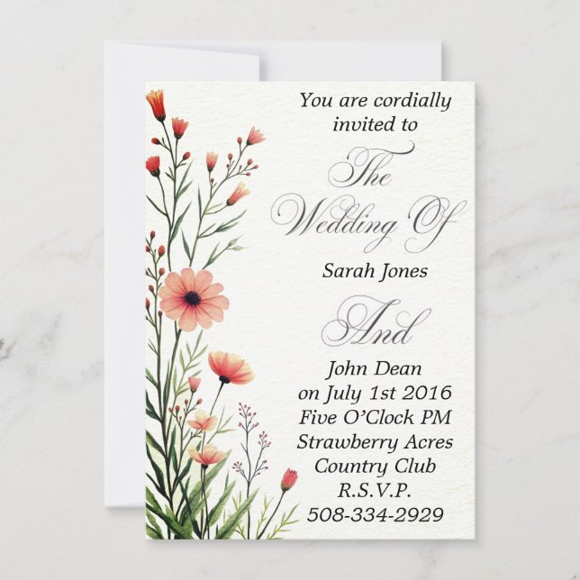 Convite de casamento simples (Frente)