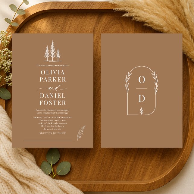 Convite de Casamento Simples Arte Linha Floresta R (Criador carregado)