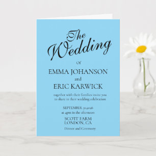 Convite de Casamento Simples Azul e Branco Moderno