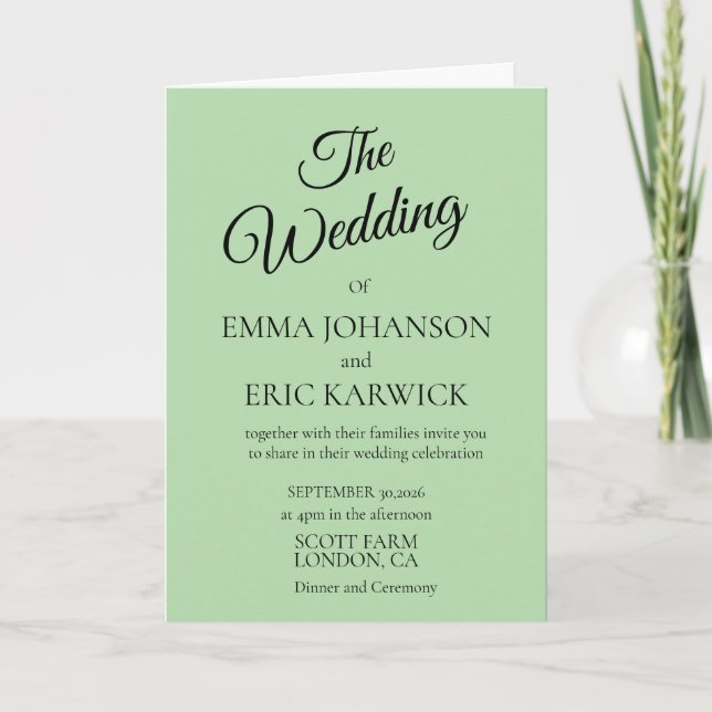 Convite de Casamento Simples Bege e Branco Moderno (Frente)