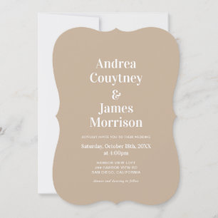 Convite de Casamento Simples Boho Bege com Foto