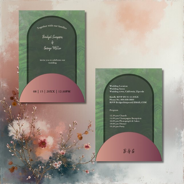 convite de casamento simples boho chic verde sage (Criador carregado)