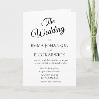 Convite de Casamento Simples Branco Moderno