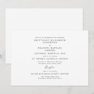 Convite de Casamento Simples Branco Sem Pais Lista