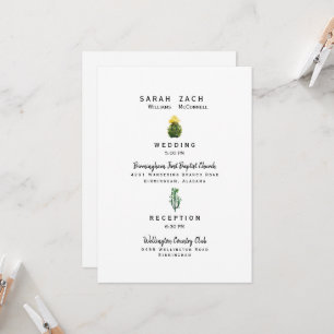 Convite de Casamento Simples Cactus Dois Local Bra