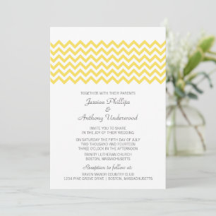 Convite de casamento Simples Chevron Amarelo