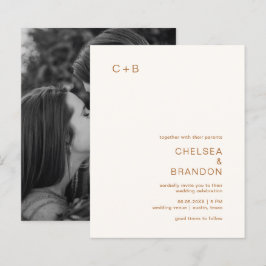 Convite de Casamento Simples Cobre Marfim com Mono