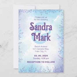 Convite de casamento simples com aquarela