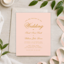 Convite de Casamento Simples com Caligrafia Rosa B