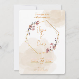 Convite de casamento simples com cores neutras