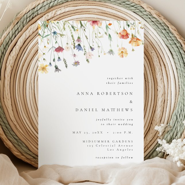 Convite de Casamento Simples com Flores Silvestres (Criador carregado)