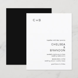 Convite de Casamento Simples com Monograma Preto e