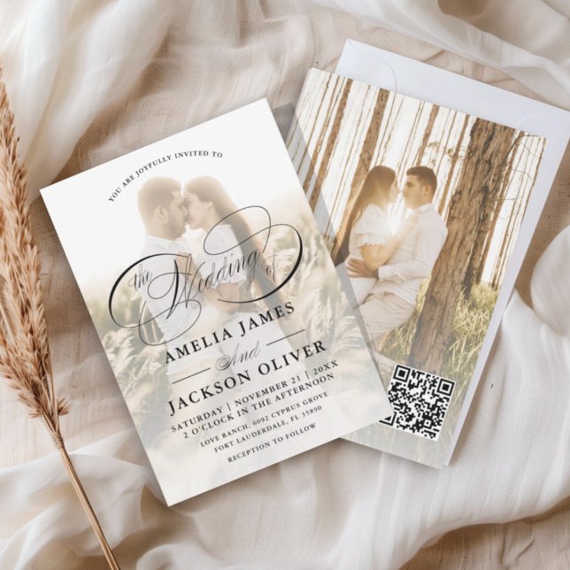 Convite de Casamento Simples com Sobreposição de 2 (Criador carregado)