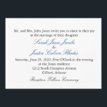 Convite de casamento simples com texto azul<br><div class="desc">Simples convite com os nomes de Bride e Groom em uma bela fonte azul.</div>