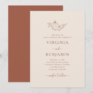 Convite de Casamento Simples de Terracota