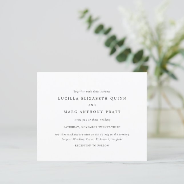 Convite de Casamento Simples e Atemporal dentro do (Em pé/Frente)