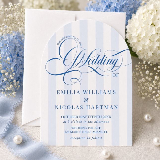 Convite de casamento simples e elegante com listra (Criador carregado)