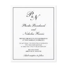 Convite de Casamento Simples e Elegante Preto e Br
