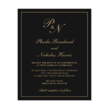 Convite de Casamento Simples e Elegante Preto e Do