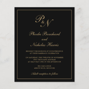 Convite de Casamento Simples e Elegante Preto e Do