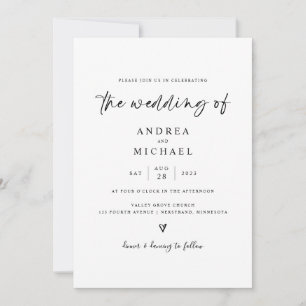 Convite de Casamento Simples e Moderno com Coração