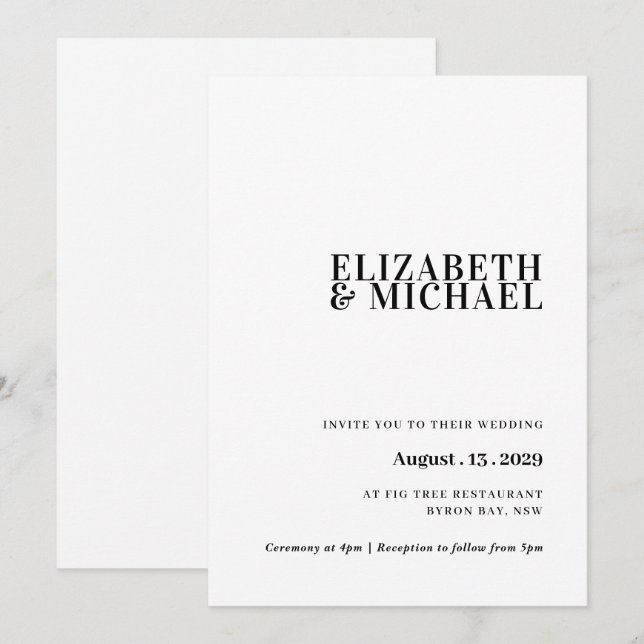 Convite de casamento simples e moderno contemporân (Frente/Verso)