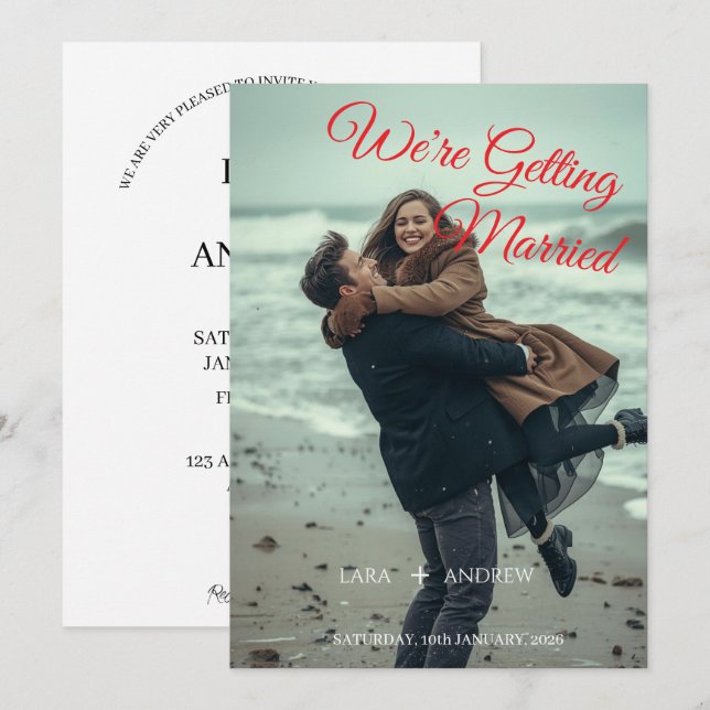 Convite de casamento simples e moderno personaliza (Frente/Verso)