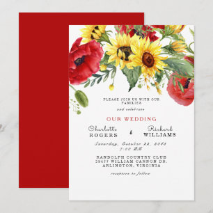 Convite de Casamento Simples e Ousado Girassol Ama