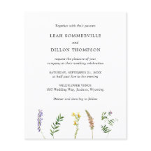 Convite de casamento simples e rústico com flores 