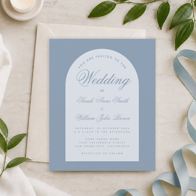 Convite de Casamento Simples em Arco Azul Poeirent (Criador carregado)