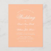 Convite de Casamento Simples em Script de Pêssego 