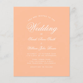 Convite de Casamento Simples em Script de Pêssego 