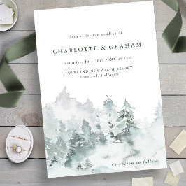 Convite de Casamento Simples Floresta Aquarela