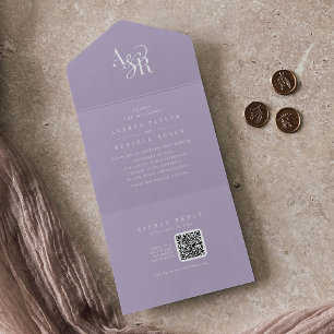 Convite de casamento simples minimalista com QR Co