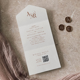 Convite de casamento simples minimalista creme Boh