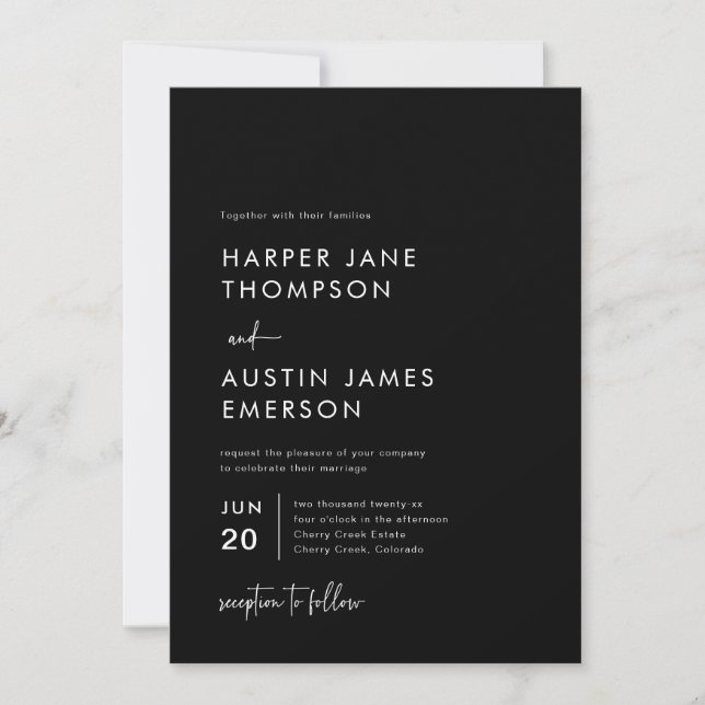 Convite de Casamento Simples Minimalista Moderno (Frente)