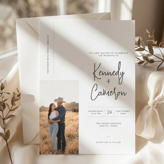 Convite de Casamento Simples Moderno com Uma Foto  (Criador carregado)