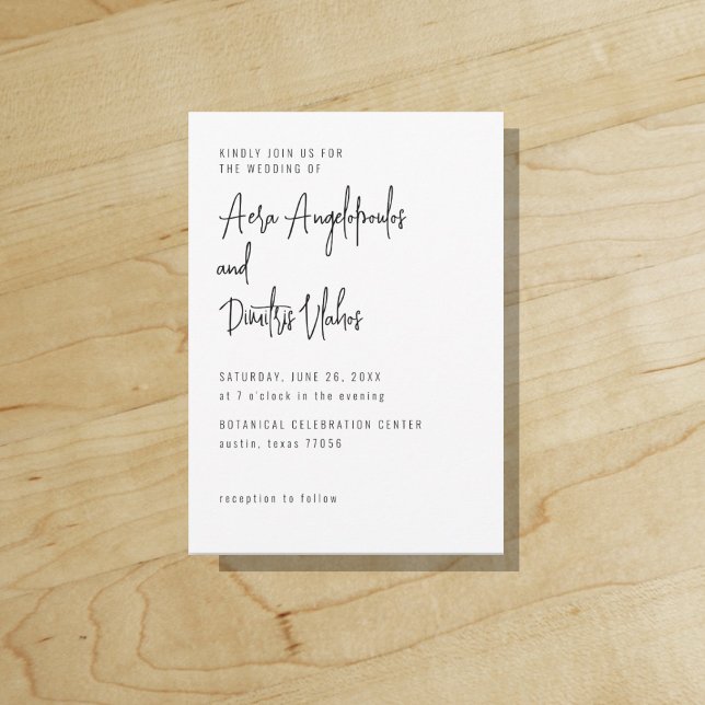 Convite de Casamento Simples Moderno e Elegante de ("Everyday is abundantly beautiful." 
Sincerely Best Wishes from Lucky Design World)