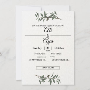 Convite de Casamento Simples Moderno Limpo Minim