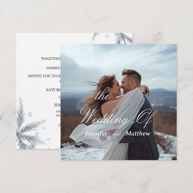 Convite de Casamento Simples Moderno Personalizado (Frente/Verso)