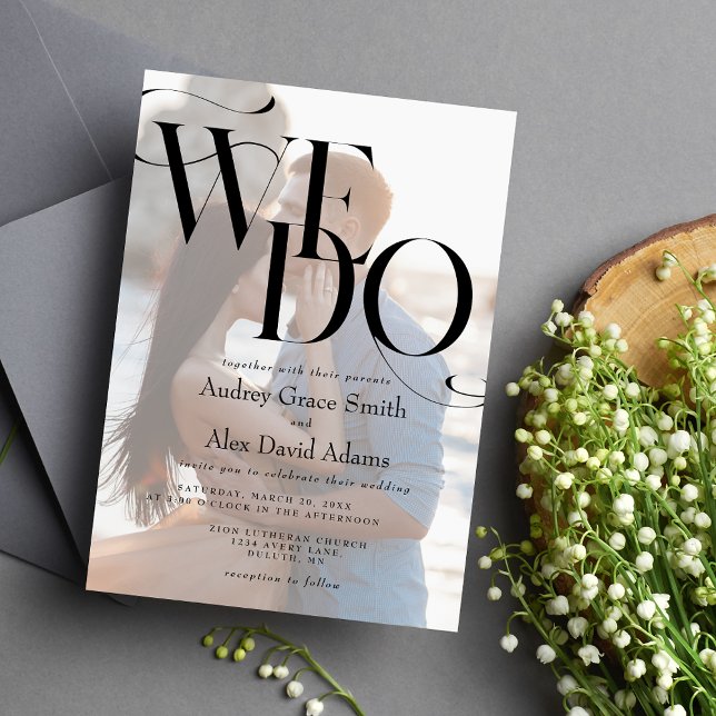 Convite de Casamento Simples Moderno We Do Photo (Share your love with this Simple Modern ‘We Do’ Photo Wedding Invitation. Minimalist elegant design.)
