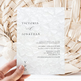 Convite de Casamento Simples Monograma Branco