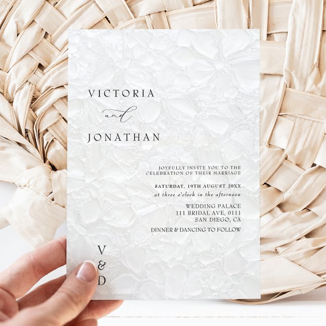 Convite de Casamento Simples Monograma Branco (Criador carregado)