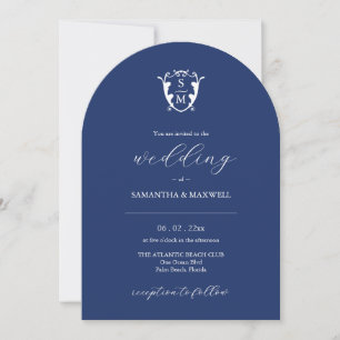 Convite De Casamento Simples Monograma De marinho 