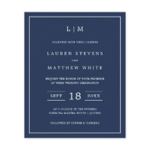 Convite de Casamento Simples Orçamento Navy Blue M