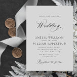 convite de casamento simples para caligrafia negra<br><div class="desc">Um simples design de quadros com uma elegante letra de caligrafia preta. O texto preto e outros recursos deste modelo de convite de casamento podem ser personalizados.</div>