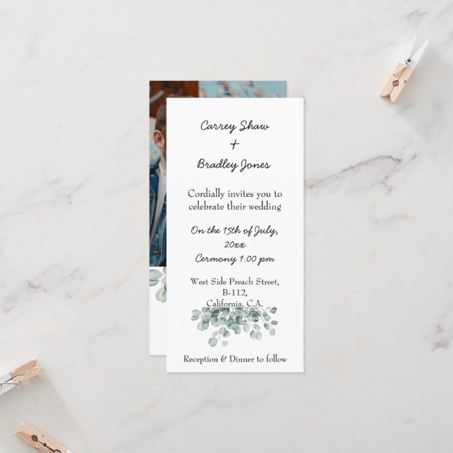 Convite de Casamento Simples Personalizado (Frente/Verso In Situ)