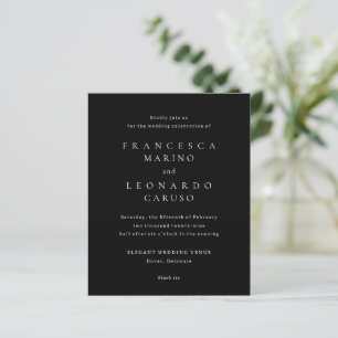 Convite de Casamento Simples Preto Clássico