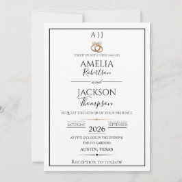 Convite de Casamento Simples Preto e Branco dentro